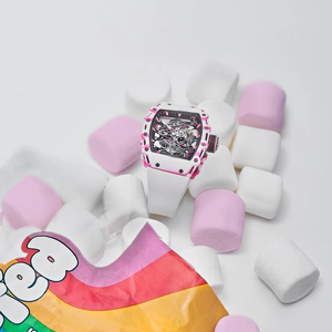 Luxury RM 38-02 Style Pink Golf Tourbillon Skeleton Dial Sports <b>Mechanical</b> <b>Watch</b>,Grade 5 Titanium Case, Ultra Light Shockproof - Product Image 2