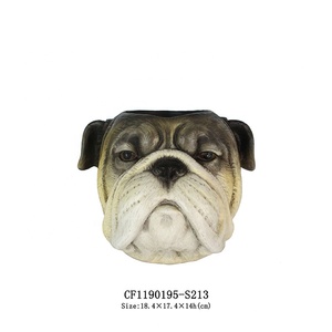 Hars Dier Hoofd 3D Franse Bulldog Standbeeld Hond Hoofd Bloem Vaas Home Decor - Product Image 4