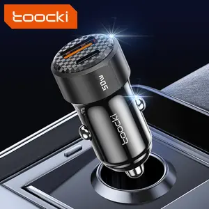 Toocki USB caricabatteria da auto 50W a doppia porta per telefono USB USB USB per veicolo a ricarica rapida adattatore per auto tipo C