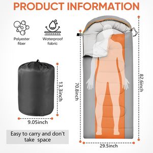 Saco de Dormir Grueso de 190T para Invierno, Saco de Dormir Cálido para Adultos, Impermeable, Ultraligero, Plegable y Portátil para Acampar al Aire Libre - Product Image 6
