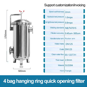 Boîtier de filtre multi-sacs en acier inoxydable 304 316l pour filtres à sac de bière de vin d'huile liquide pour le traitement de l'eau - Product Image 2