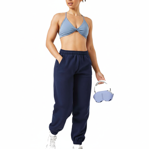 Pantalones de chándal de invierno de cintura alta para mujer, pantalones de chándal de lana gruesa, transpirables, para correr, entrenamiento, con bolsillos - Product Image 1