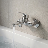 Mitigeur de douche mural chromé poli à poignée unique apparente pour salle de bain