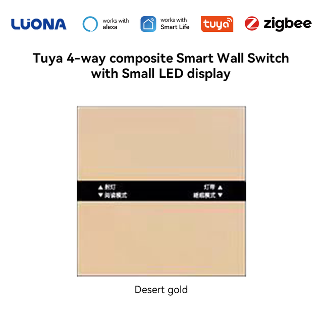 Tuya Smart Touch Light Switch with Weather & Time Display 1-4 Gang WiFi Zigbee Switch Alexa Voice & App Control