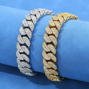 Bracelet pour homme Hip-hop personnalisé, chaîne cubaine en zircon sertie de diamants, boucle rabattable de 14 mm, bijoux Tanjing - Product Image 3