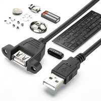 KABELTOLINK Kabel Ekstensi USB 2.0 Elbow Male Female Screw Panel Mount Tembaga Murni Foil+Braided 1m-5m Transfer Data Komputer