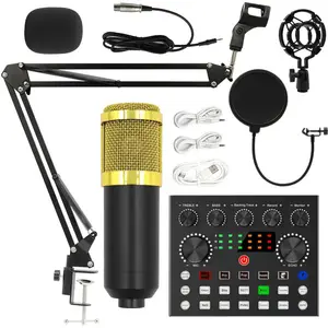 Quality Product Audio BM800 V8S Complete Sound Card Microphone Set Gaming Microphones with Handle Gold Usb In Stock