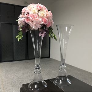 Jarrones <span class=keywords><strong>Altos</strong></span> <span class=keywords><strong>de</strong></span> Vidrio Transparente en Forma <span class=keywords><strong>de</strong></span> Cono para Decoración <span class=keywords><strong>de</strong></span> Bodas y Hogar - Product Image 2