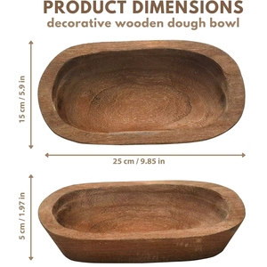 Çevre Dostu Retro Kır Evi Tarzı Ev Tipi Ahşap Hamur Kabı Dekoratif Oval Mumluk Tabanı El Yapımı Ahşap Kase - Product Image 4