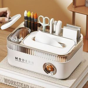 Modern Desktop Tissue Box With Organizer Storage For Home Office Use - Product Image 3
