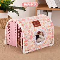 Lit cachette sans fond pour cochon d'Inde, maisonnette facile à nettoyer pour petits animaux (lapin, chinchilla, furet, hérisson)