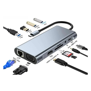 Custom <b>USB</b> 3.0 Type-<b>C</b> to Ethernet & for 2.0 Adapter 4K <b>Docking</b> <b>Station</b> 5Gbps PD Charging 10-Port Aluminum Alloy in Stock - Product Image 3