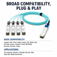 Câble optique actif de stacking 40G QSFP+ vers 4*10G SFP+, 1m, compatible multi-marques