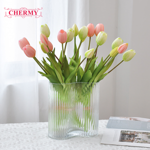 TH1550 Tulipani Artificiali in Lattice Morbido di Alta Qualità, 5 Teste, Effetto Realistico, per Decorazioni Casa e Matrimoni - Product Image 2