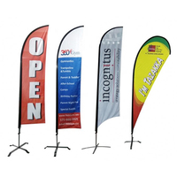 Bendera Pantai Bergaya Fiag, Tiang Bendera Fiberglass Baja Tahan Karat, Cetak Digital, Tahan Air, Ramah Lingkungan