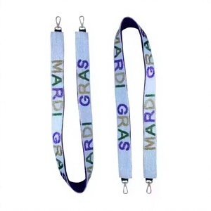 Correa de tela de Mardi Gras con texto en relieve colorido, accesorio de moda para bolsos - Product Image 1