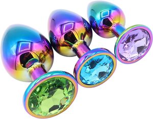 Rainbow Butt Plug - Colorful Metal Anal Toy for Adults