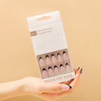 Nouvelles capsules d'ongles français couleur nude premium, forme amande courte, 30 pièces, design couvrant intégral, faux ongles durables et réutilisables
