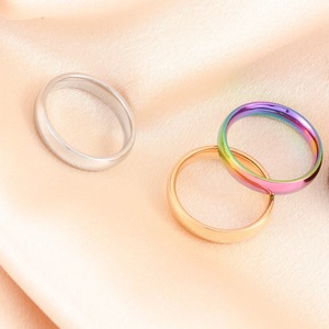 Bague de couple <span class=keywords><strong>en</strong></span> acier inoxydable de 6 mm couleur <span class=keywords><strong>arc</strong></span>-<span class=keywords><strong>en</strong></span>-<span class=keywords><strong>ciel</strong></span>, classique, PVD, simple et lisse, pour femme et fille, taille 5-9 - Product Image 1