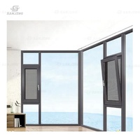 Puertas y ventanas residenciales personalizadas Aislamiento térmico Aislamiento acústico Ventanas abatibles de aluminio de doble vidrio
