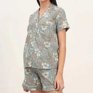 Conjunto de Pijama de Algodón Floral de la Mejor Calidad, Ropa de Dormir Estampada para Mujer, Ropa de Dormir de Color Sólido, Precio al por Mayor Disponible - Product Image 1