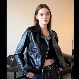<span class=keywords><strong>Chaqueta</strong></span> de Cuero Sintético para Mujer, Estilo Motero, Vegana, con Soporte para Muestras - Product Image 5