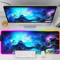 Tapis de souris gaming RGB LED grand format en caoutchouc naturel personnalisable 15W, résolution multicolore, pour usage bureautique, vente en gros