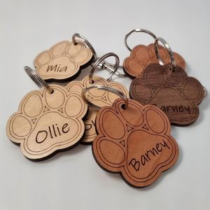 Personalised <b>Dog</b> Paw Keyring Wooden Keychain Custom Name Paw Print Keyring for Women <b>Dog</b> Memorial Keychain - Product Image 5