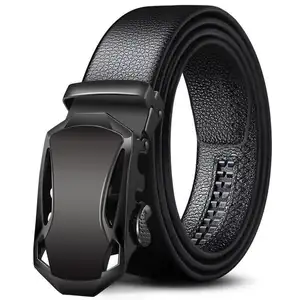 Wholesale Male Durable Straps Simple Sliding Ratchet Business Buckle Belts Men Black Automatic Casual Belts