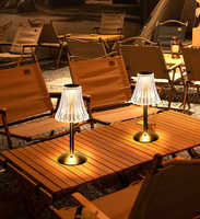Lampes de Table LED de Luxe Sans Fil à Tactile, Rechargeables et Dimmables, Opérées par Batterie, Abat-Jour en Cristal Diamant Doré Vintage pour Restaurant