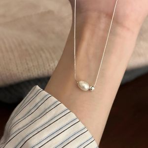 Collier polyvalent en argent pur S925 avec perles d'olive, chaîne de clavicule extrêmement fine et élégante, chaîne unie nude, collier multifonctionnel - Product Image 4