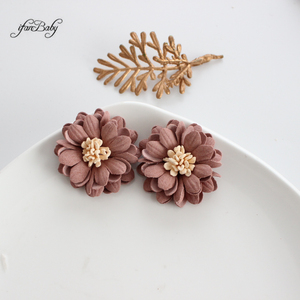 4cm合成皮革フラワーヘアアクセサリーアップリケクラフト雄しべ装飾人工花柄生地DIY - Product Image 3
