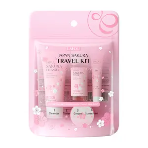 HM4871 Kit de voyage japonais Sakura ensemble de soins de la peau 4 pièces crème hydratante ensemble de soins du visage ensemble de soins du visage fleur de cerisier rose