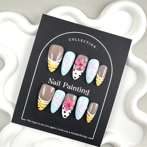 <span class=keywords><strong>Uñas</strong></span> Postizas de Lujo para Navidad, 10 Piezas, <span class=keywords><strong>Uñas</strong></span> Acrílicas Francesas Hechas a Mano, <span class=keywords><strong>Uñas</strong></span> Artificiales Reutilizables para Niñas - Product Image 5