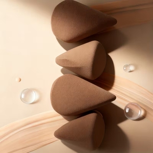 Nuove Spugne per <span class=keywords><strong>Trucco</strong></span> Morbide Lavabili Marroni con Etichetta Privata, Logo Personalizzato, per <span class=keywords><strong>Fondotinta</strong></span>, Senza Lattice - Product Image 2