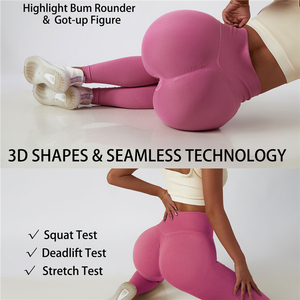 Leggings de sport en gros, sans couture, avec effet push-up, vêtements de sport pour la salle de sport, pantalons de compression, logo personnalisé, soutien pour les femmes, leggings de yoga pour la remise en forme - Product Image 3