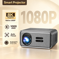 Proyektor TV Digital DVB-T2 Native 1080P HD 1000ANSI Lumens Android11 Video Auto Focus Speaker HiFi Proyektor Home Theater