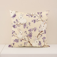 Housse de coussin YINUAN Lapin de Pâques violet, motif lapin rayé, en polyester, décorative