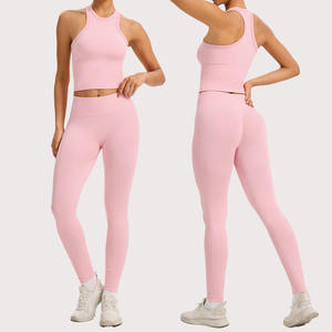 High Quality 2Pcs <b>Yoga</b> Set Lightweight Breathable Quick Dry Racer Back Sports Bra High Waist Casual Butt Lifting Fitness Legging - Product Image 1