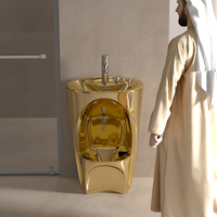 Lujoso lavabo musulmán de cerámica, lavabo para pies, fregadero Wudu de cerámica contemporáneo, forma ergonómica con tapón de drenaje