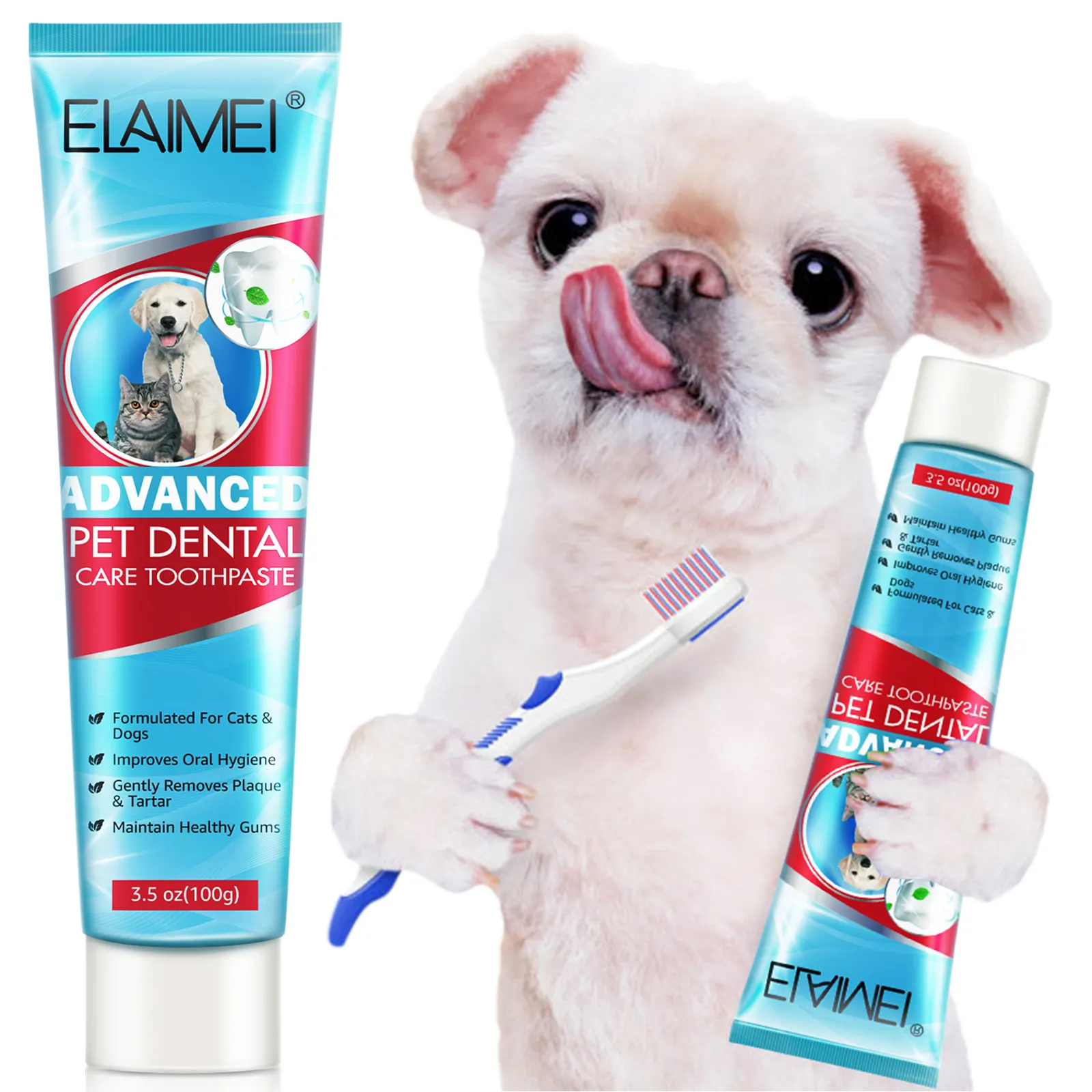 Creme dental para animais de estimação, creme dental para cuidado de animais de estimação de alta qualidade, higiene oral, removedor com cuidado da placa e tártaro