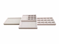 Bandeja organizadora de almacenamiento de joyas de terciopelo gris, cajas de tela para anillos, cuentas, pendientes, brazaletes, juegos de accesorios, para compras de arena