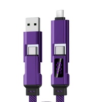 Cable de Carga Rápida 4 en 1 USB-C a Tipo-C, 100W, con Pantalla Digital, Aleación de Aluminio y Trenzado de Nailon, para Teléfono Móvil