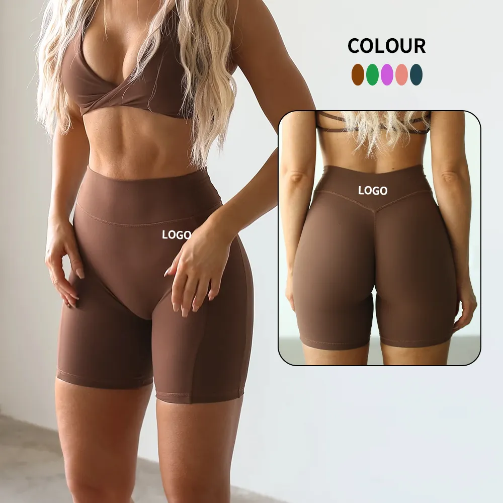 MIQI Custom Logo Compression Yoga Shorts Athletic Wear Gym Running Womens Workout Gym Shorts With Pockets
