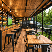 Bar-restaurant préfabriqué en conteneur de 20 pieds pour attractions, design sur mesure avec pub sportif en conteneur