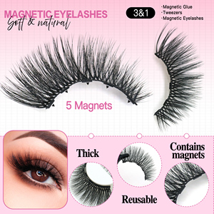 Collection de 3 paires de cils magnétiques faits à la main, en matériau végétalien, sans colle, application rapide, cils magnétiques avec <span class=keywords><strong>liner</strong></span>, offre en gros d'usine - Product Image 4