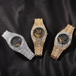 Gold <strong>Watch</strong> Men Brand Diamond Mens <strong>Watches</strong> Top Brand Luxury <strong>Iced</strong> <strong>Out</strong> Male Quartz <strong>Watch</strong> Calender Unique Gift for Men - Product Image 4