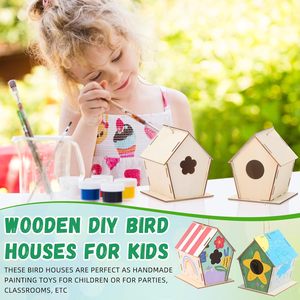 Casetta per uccelli in legno fai da te, vendita diretta dalla fabbrica, set di giocattoli per graffiti per bambini, casetta per uccelli da dipingere creativamente per la classe, nido per uccelli - Product Image 6