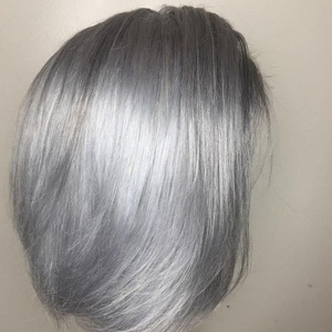 Parrucca Bob Corto di Capelli Umani per <span class=keywords><strong>Donna</strong></span> 100% Capelli Vergini con Cuticole Allineate Parrucche in Pizzo Senza Colla Colore Grigio Pre-Pizzicate per <span class=keywords><strong>Donna</strong></span> - Product Image 4