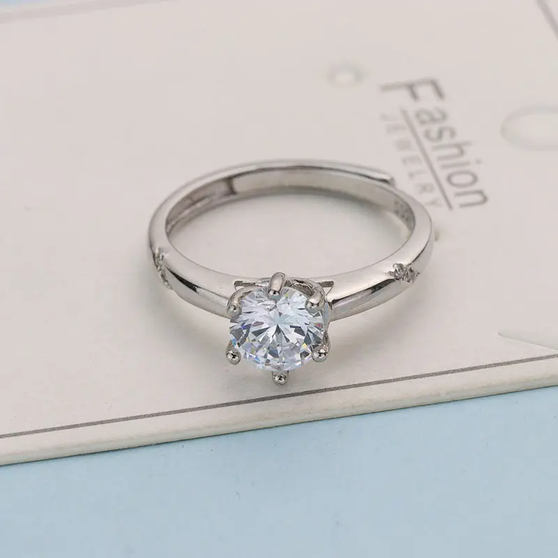 S925 Sterling Silver 1 Carat Diamond Ring Engagement Wedding Six Claw Ring For Woman